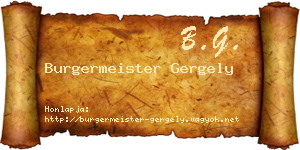 Burgermeister Gergely névjegykártya